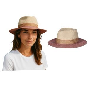 Time And Tru Fedora Color Block Straw Hat